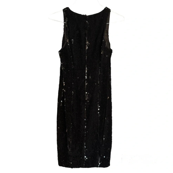 Jay Godfrey Black Full Sequin Slit Knee Length Sheath Dress Formal Prom EUC Sz 8 - Picture 3 of 15